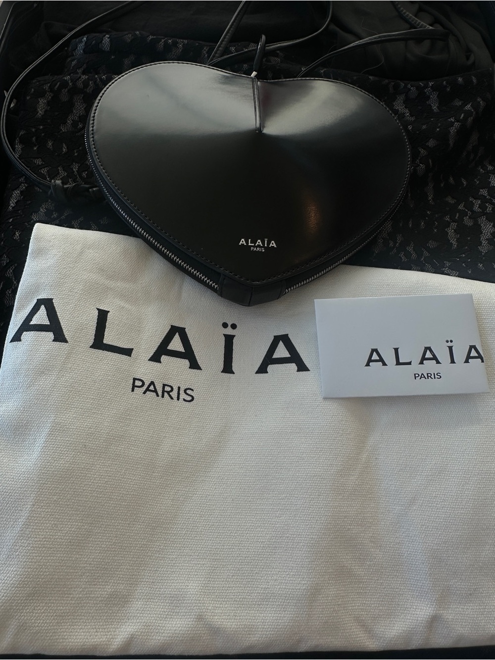 Alaïa Black Heart-Shaped Leather Crossbody Bag - Picture 1 of 1